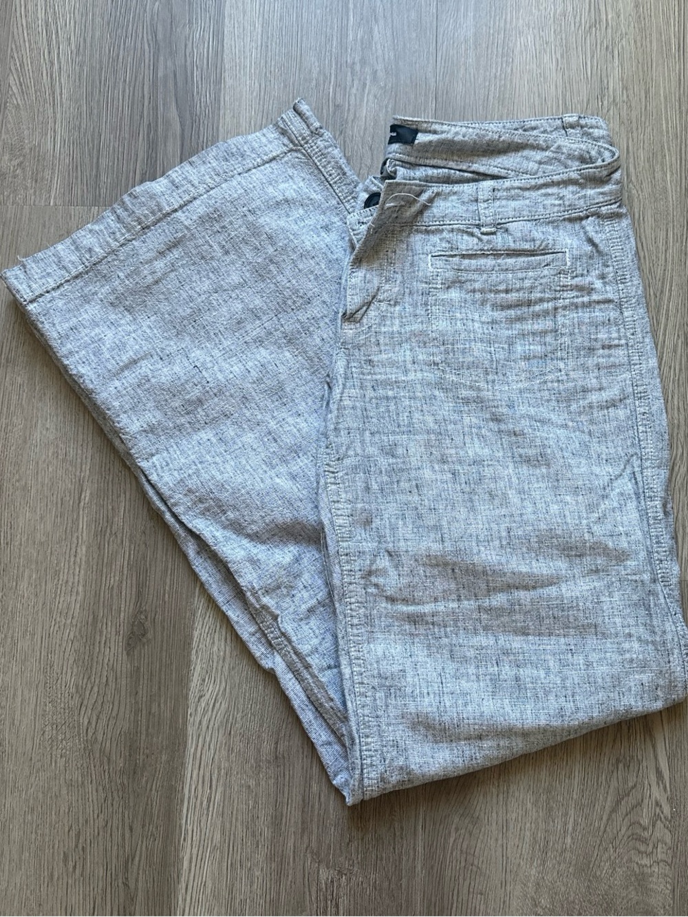 Express Linen-Blend Pants in Light Gray
